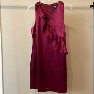 Lulu’s satin burgundy dress